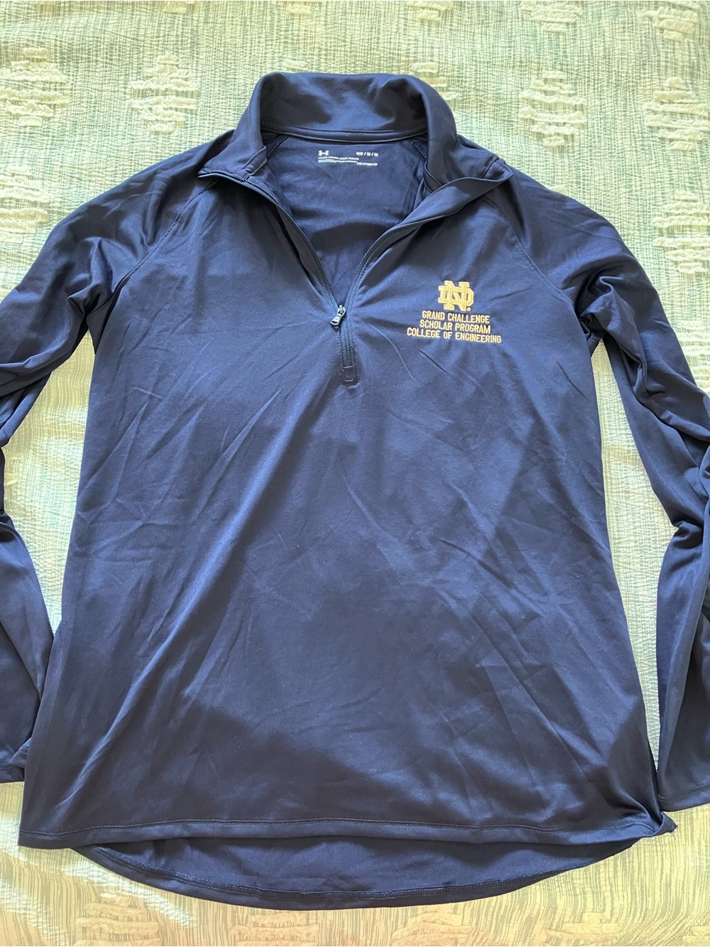 Under Armour Navy Quarter-Zip Pullover with Gold Notre Dame Logo
